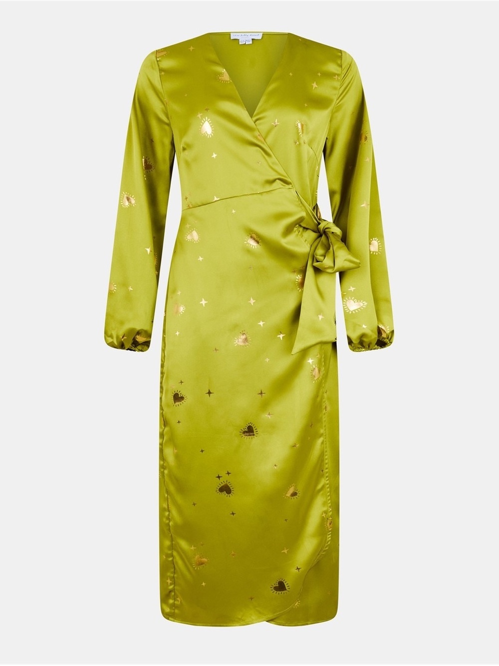 Never Fully Dressed Vienna Hearts Wrap Midi Dress in Satin Size 2 - Picture 8 of 13